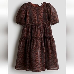 H&M Girl's Dress Patterned organza NWT brown animal print size 2T